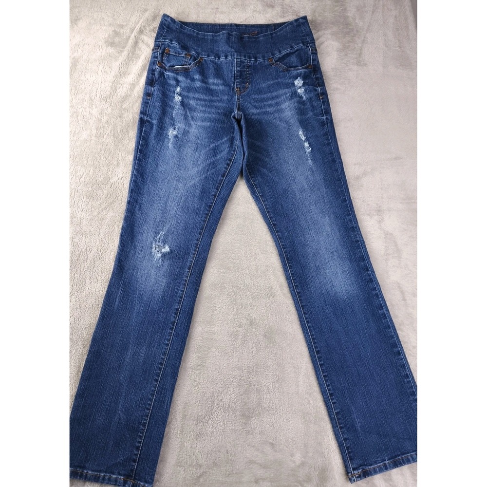 JAG‎ Jeans Womens High Rise Pull On Straight Leg Distressed Denim